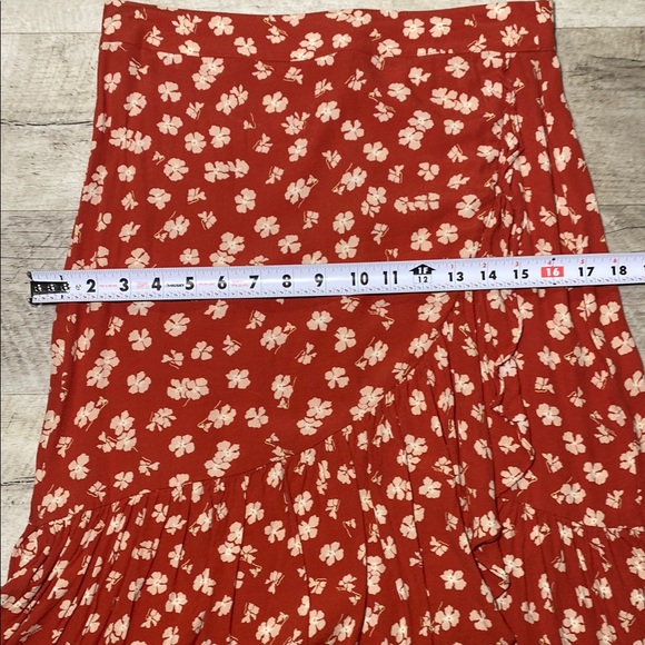 Madewell Orange and Cream Tiered A-Line Midi Skirt - Picture 10 of 10